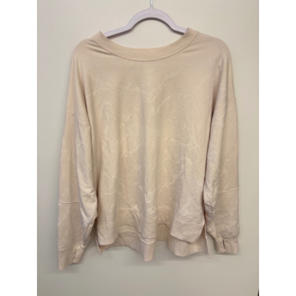 Athleisure Gorpcore Sweatshirt Marble Thumbhole All In Motion Women XXL Cream